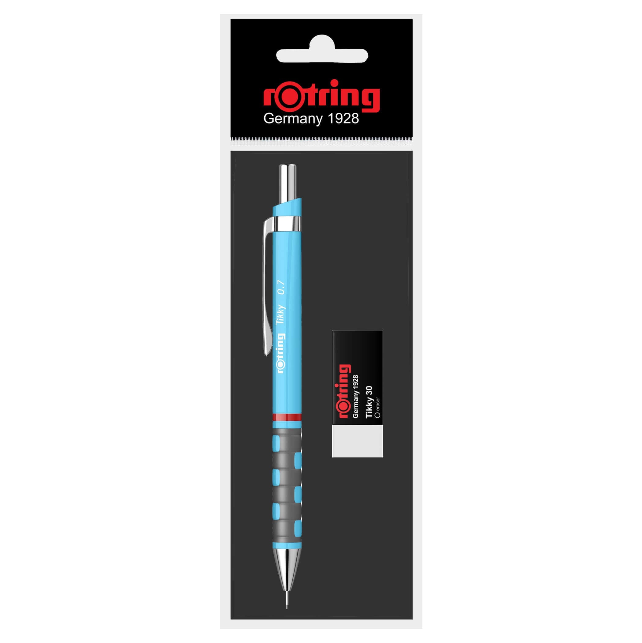 Set creion mecanic Rotring Tikky 0.7 mm + radiera, diverse culori Set creion mecanic Rotring Tikky 0.7 mm + radiera, diverse culori